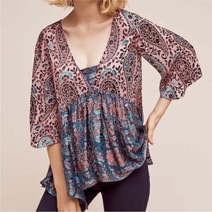Anthro Floreat Velvet Valo Burnout Top 359